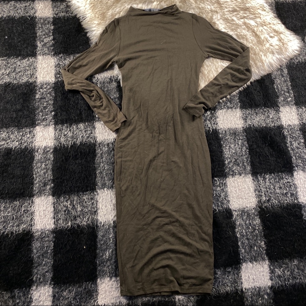 Naked wardrobe green bodycon MIDI dress S